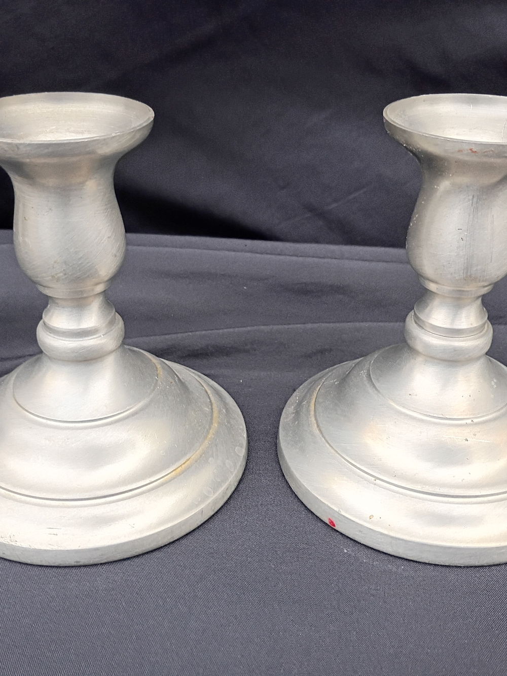 Pair of Vintage Preisner Pewter 4.5" Tall Candlestick Holders